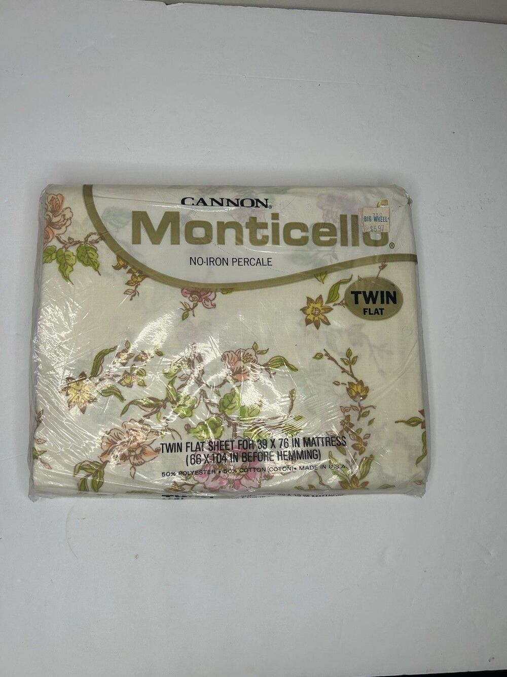Vintage Cannon Monticello Twin Flat Sheet